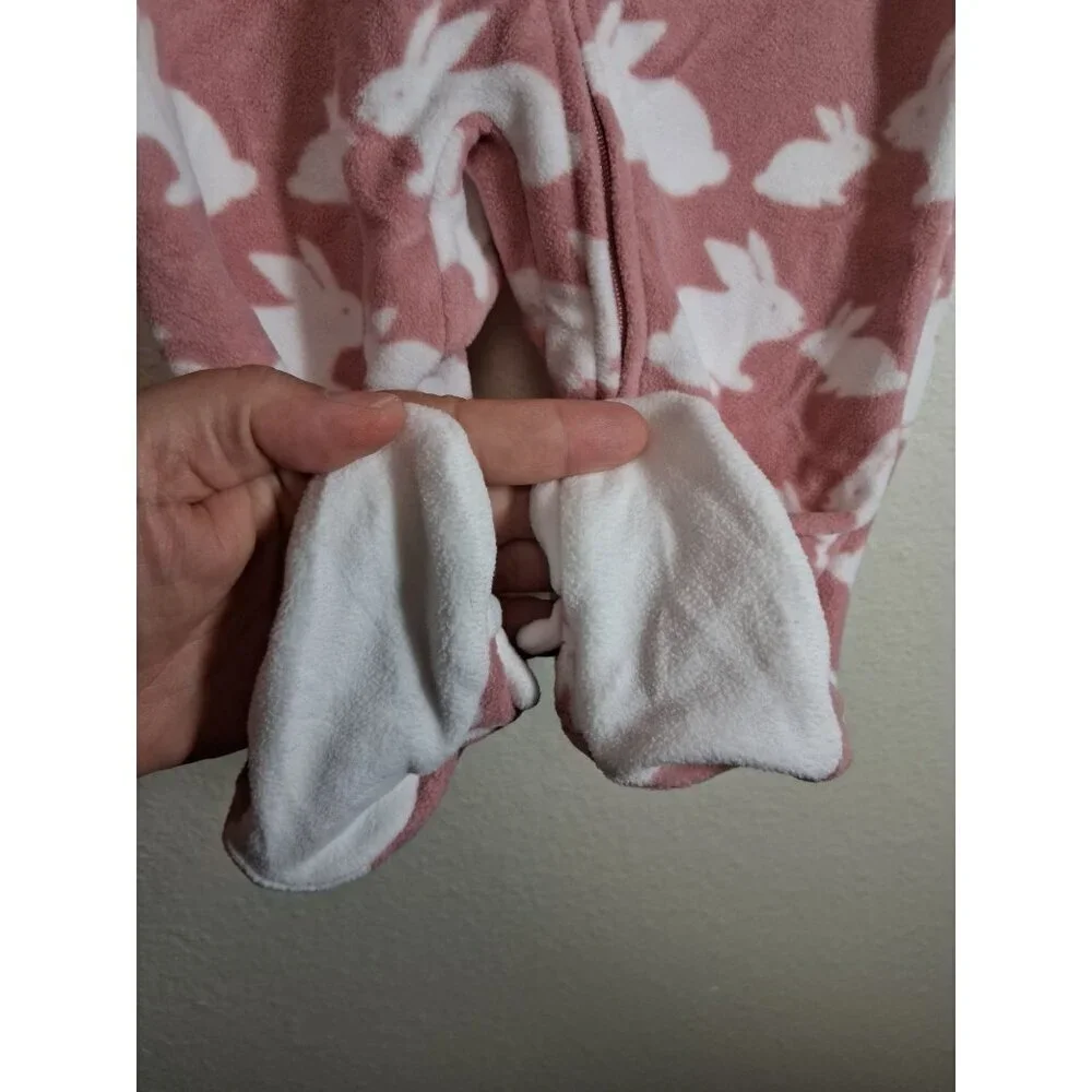 Carters Fleece Pajamas Bunnies Baby Infant Girls 6 Months Pink